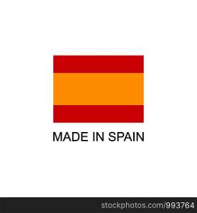 Made in Spain sign with national flag. Made in Spain sign
