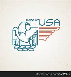 Made in the USA Symbol with American flag and eagle templates emblems. Vector illustration EPS 10. Made in the USA Symbol with American flag and eagle templates emblems. Vector illustration