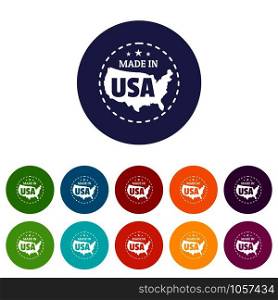 Made in USA country icons color set vector for any web design on white background. Made in USA country icons set vector color