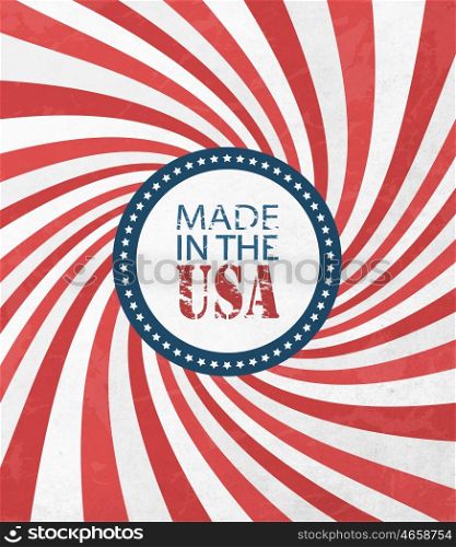 Made In USA Label With Grunge Radiant Background