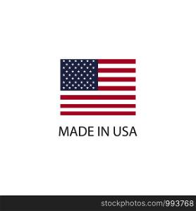 Made in USA sign with national flag. Made in USA sign