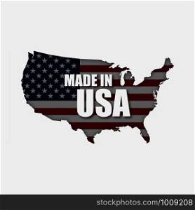 made in USA, USA flag map with shadow. made in USA, USA flag-map with shadow