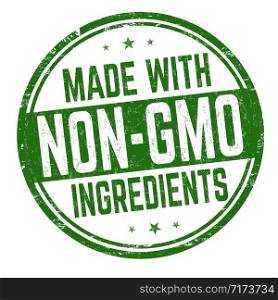 Made with non-gmo ingredients sign or stamp on white background, vector illustration