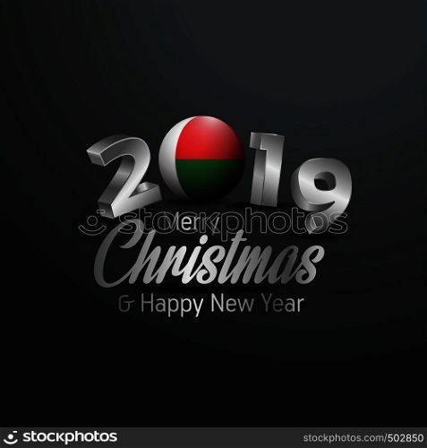 Madgascar Flag 2019 Merry Christmas Typography. New Year Abstract Celebration background