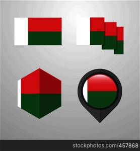 Madgascar flag design set vector