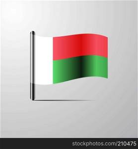 Madgascar waving Shiny Flag design vector