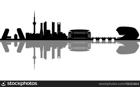 madrid illustration city skyline spain in black. madrid city skylie drawing