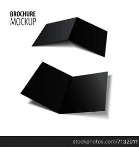 Magazine, booklet, postcard, flyer, business card or brochure mockup template.. Magazine, booklet, postcard, flyer, business 3d black card or brochure mockup template isolated on white.