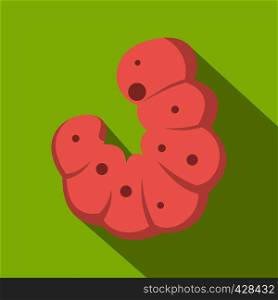 Maggot worm icon. Flat illustration of maggot worm vector icon for web isolated on lime background. Maggot worm icon, flat style