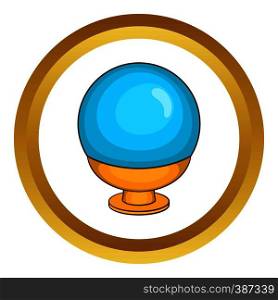Magic ball vector icon in golden circle, cartoon style isolated on white background. Magic ball vector icon