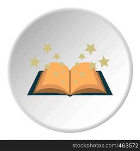 Magic book icon in flat circle isolated vector illustration for web. Magic book icon circle