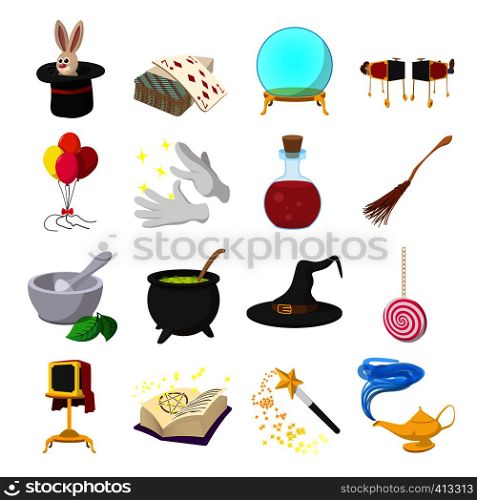 Magic cartoon icons set for web and mobile devices. Magic cartoon icons set