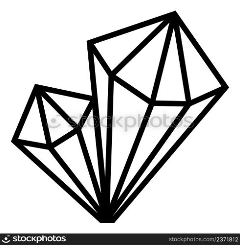 Magic crystal line icon. Fantasy stone symbol isolated on white background. Magic crystal line icon. Fantasy stone symbol