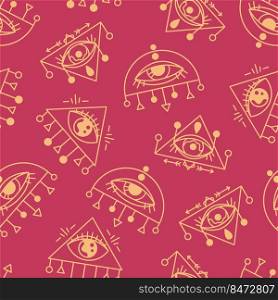 Magic eyes pattern. Seamless print with esoteric and magic eye symbols. Vector abstract texture mystical abstract elements eye. Magic eyes pattern. Seamless print with esoteric and magic eye symbols. Vector abstract texture
