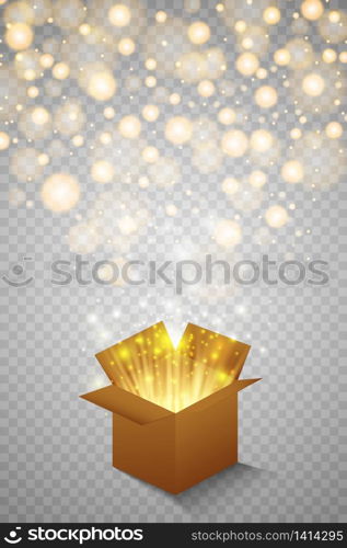 Magic gift box on a transparent background, magic for Christmas and New Year, birthday, illustrations, gift, postcard, congratulation, vector graphics. Magic gift box on a transparent background, magic for Christmas and New Year, birthday, illustrations, gift, postcard, congratulation, vector graphics.