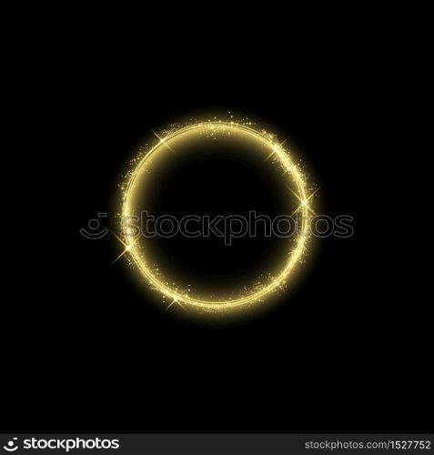 Magic gold circle light effect. Illustration isolated on background. Graphic concept for your design.. Magic gold circle light effect. Illustration isolated on background. Graphic concept for your design