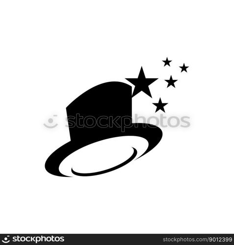 Magic hat and wand icon,logo illustration design