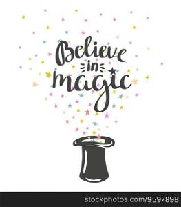 Magic hat background with stars and inspiring vector image