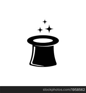 Magic Hat, Magician Gentleman Cylinder. Flat Vector Icon illustration. Simple black symbol on white background. Magic Hat Magician Gentleman Cylinder sign design template for web and mobile UI element
