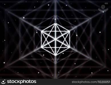 Magic hexagon symbol spreads the mystic energy in spiritual space