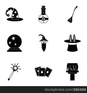 Magic icons set. Simple illustration of 9 magic vector icons for web. Magic icons set, simple style