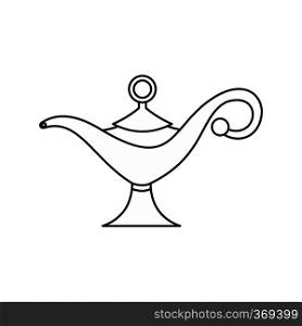 Magic lamp icon in outline style isolated on white background. Tricks symbol vector illustration. Magic lamp icon, outline style