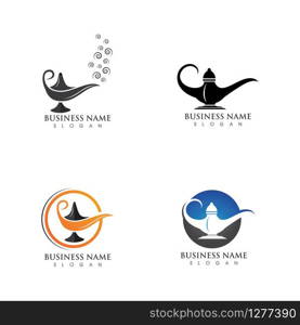 Magic lamp logo vector illustration design