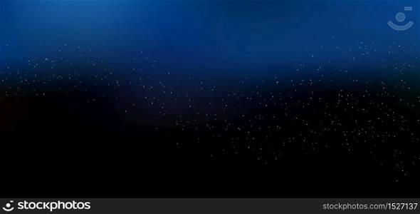Magic night dark blue sky background with golden glitter sparkling. Vector illustration