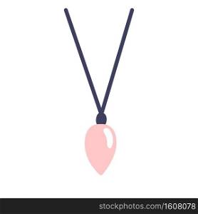 Magic pendulum on a white background. Attributes for magic, witchcraft. Pendant with a pink stone, decoration. Hand drawn vector isolated single illustration.
