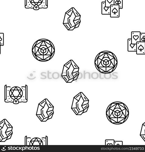 Magic Performing And Accessories Vector Seamless Pattern Thin Line Illustration. Magic Performing And Accessories Vector Seamless Pattern