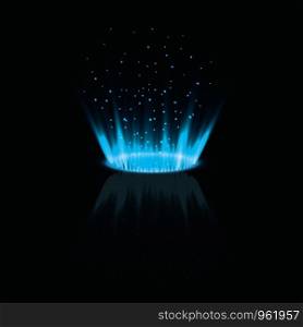 Magic portal of fantasy. Futuristic teleport. Light effect. Rays of light. Night scenes and sparks on a black background. Empty catwalk light effect. Vector graphics. Magic portal of fantasy. Futuristic teleport. Light effect. Rays of light. Night scenes and sparks on a black background. Empty catwalk light effect. Vector graphics.