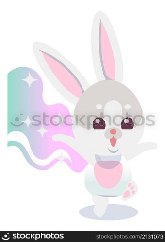 Magic rabbit. Cute funny character. Cartoon hare isolated on white background. Magic rabbit. Cute funny character. Cartoon hare