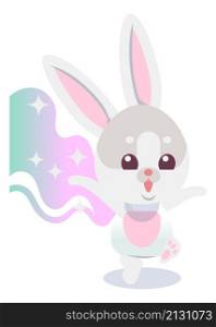 Magic rabbit. Cute funny character. Cartoon hare isolated on white background. Magic rabbit. Cute funny character. Cartoon hare