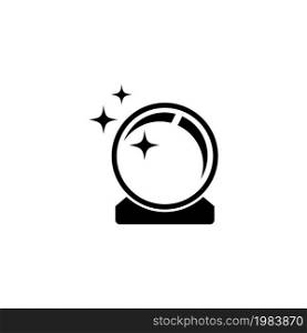 Magic Shiny Crystal Ball, Prediction Orb. Flat Vector Icon illustration. Simple black symbol on white background. Magic Crystal Ball, Prediction Orb sign design template for web and mobile UI element. Magic Shiny Crystal Ball, Prediction Orb Flat Vector Icon