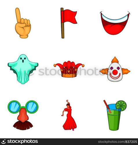 Magic show icons set. Cartoon set of 9 magic show vector icons for web isolated on white background. Magic show icons set, cartoon style