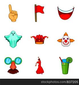 Magic show icons set. Cartoon set of 9 magic show vector icons for web isolated on white background. Magic show icons set, cartoon style