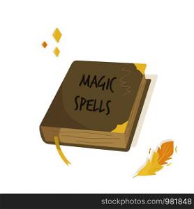 Magic Spells old wizard book. Vector illustration. Witchcraft item. Magic Spells old wizard book. Vector illustration