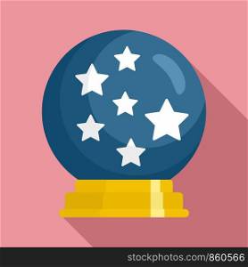 Magic star ball glass icon. Flat illustration of magic star ball glass vector icon for web design. Magic star ball glass icon, flat style