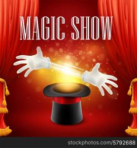 Magic trick performance, circus, show concept. Vector illustration EPS 10