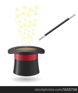 magic wand and cylinder hat vector illustration isolated on white background