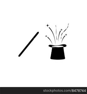 magic wand and magic hat logo illustration design