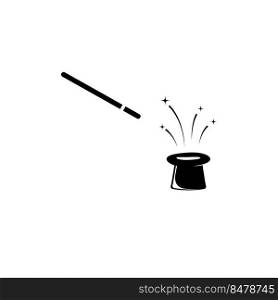 magic wand and magic hat logo illustration design