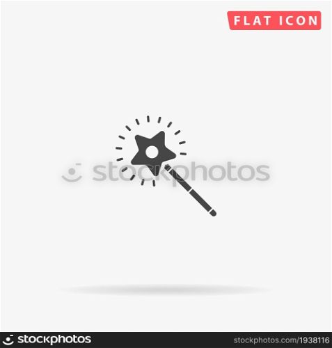 Magic Wand flat vector icon. Glyph style sign. Simple hand drawn illustrations symbol for concept infographics, designs projects, UI and UX, website or mobile application.. Magic Wand flat vector icon