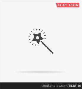 Magic Wand flat vector icon. Glyph style sign. Simple hand drawn illustrations symbol for concept infographics, designs projects, UI and UX, website or mobile application.. Magic Wand flat vector icon