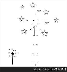 Magic Wand Icon Connect The Dots, Rod Used In Casting Magic Spells Vector Art Illustration, Puzzle Game Containing A Sequence Of Numbered Dots