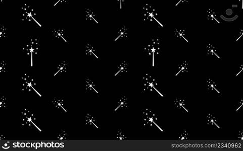 Magic Wand Icon Seamless Pattern, Rod Used In Casting Magic Spells Vector Art Illustration