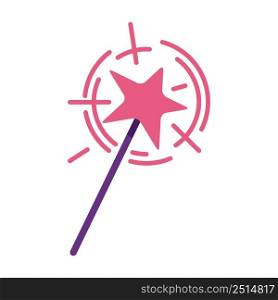 Magic wand semi flat color vector object. Full sized item on white. Fairy godmother. Magical tool. Professional magician. Simple cartoon style illustration for web graphic design and animation. Magic wand semi flat color vector object