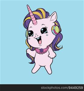magical baby unicorn cartoon character sings