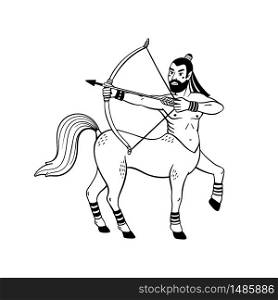 Magical creatures set. Mythological creature - centaur. Doodle style black and white vector illustration isolated on white background. Tattoo design or coloring page, Line Art. Magical creatures set. Mythological creature - centaur. Doodle style black and white vector illustration isolated on white background. Tattoo design or coloring page, Line Art.