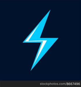 Magical power or storm weather lightning strike, thunder dazz≤hit. Vector rainstorm dan≥r spark≤, e≠rgy power char≥emb≤m. Cartoon blue lightning, flash, thunderbo<icon